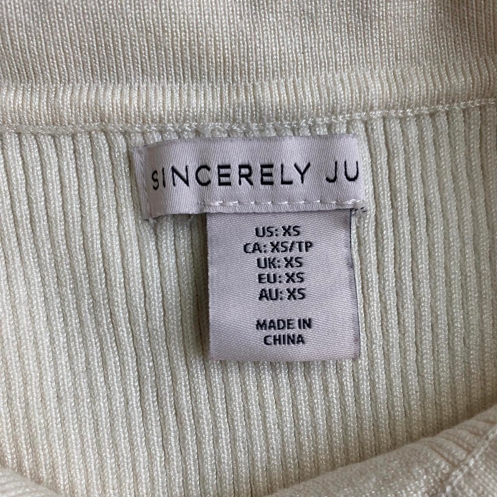 XS Sincerely Jules‎ Soft Cream Sleeveless Ribbed Top with Polo Style Collar 1248 - Picture 6 of 6